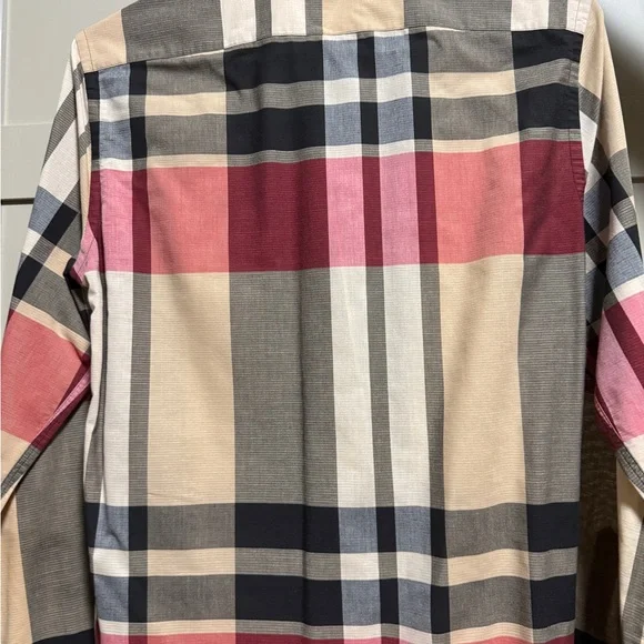 Burberry Red and Tan Casual Button Down Shirt
